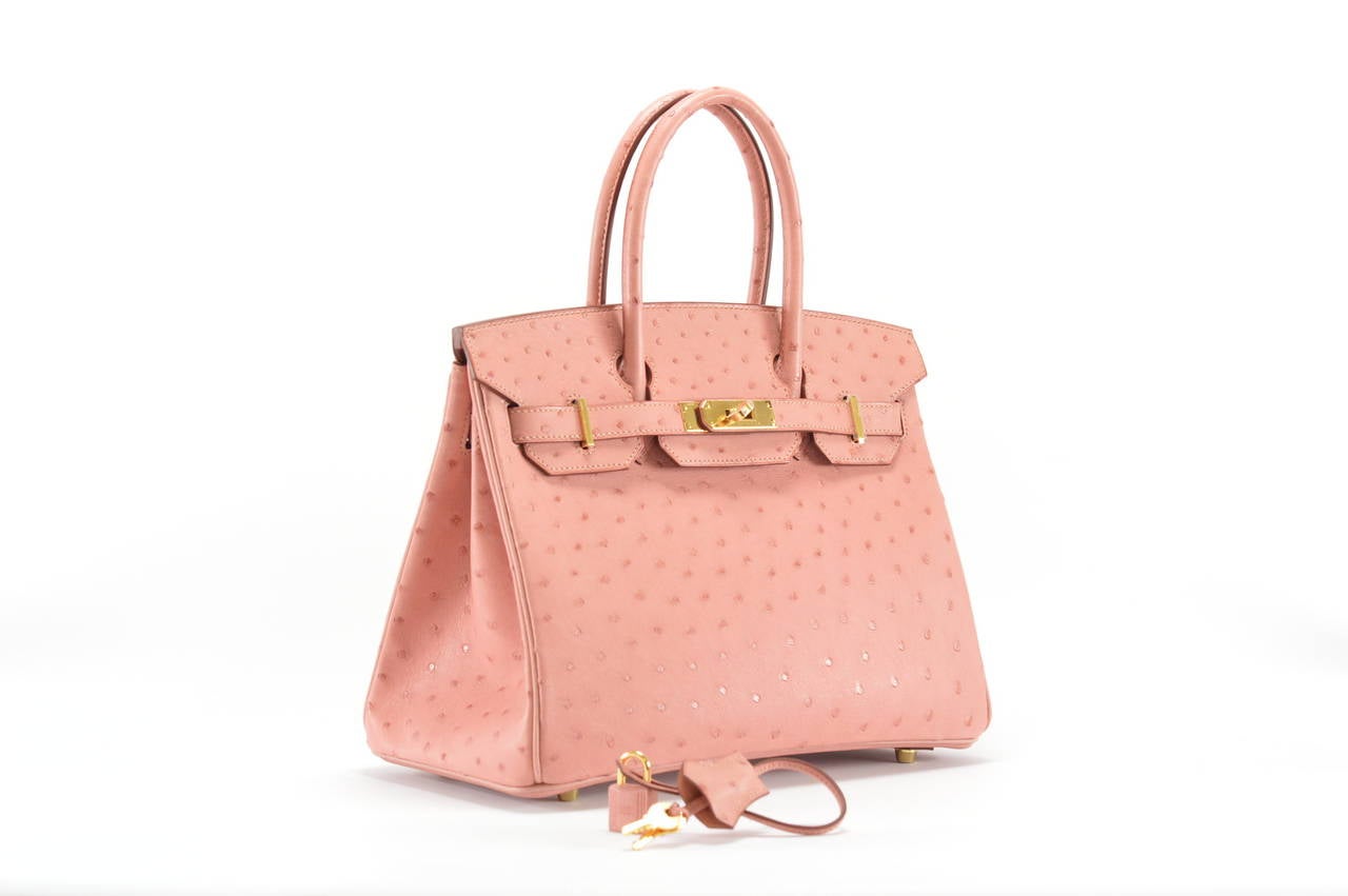 HERMES Handbag BIRKIN 30 Ostrich TERRE CUITE GOLD Hardware at 1stdibs  