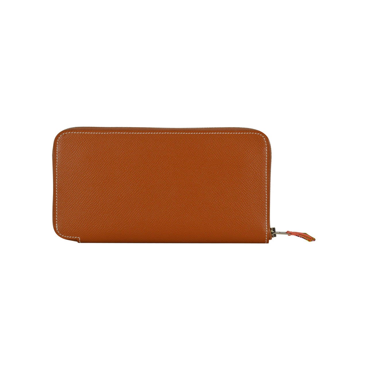 Hermes Wallet SILK IN CLASSIQUE EPSOM/SOIE COGNAC/PINK PALLADIUM Hardware
