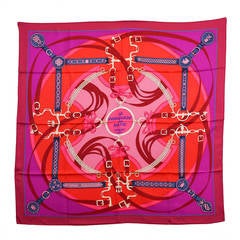 Hermes Carre LA PROMENADE DU MATIN FRAMBOISE FUCHSIA ROUGE