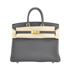 HERMES Handbag BIRKIN 25 TOGO BLACK GOLD Hardware