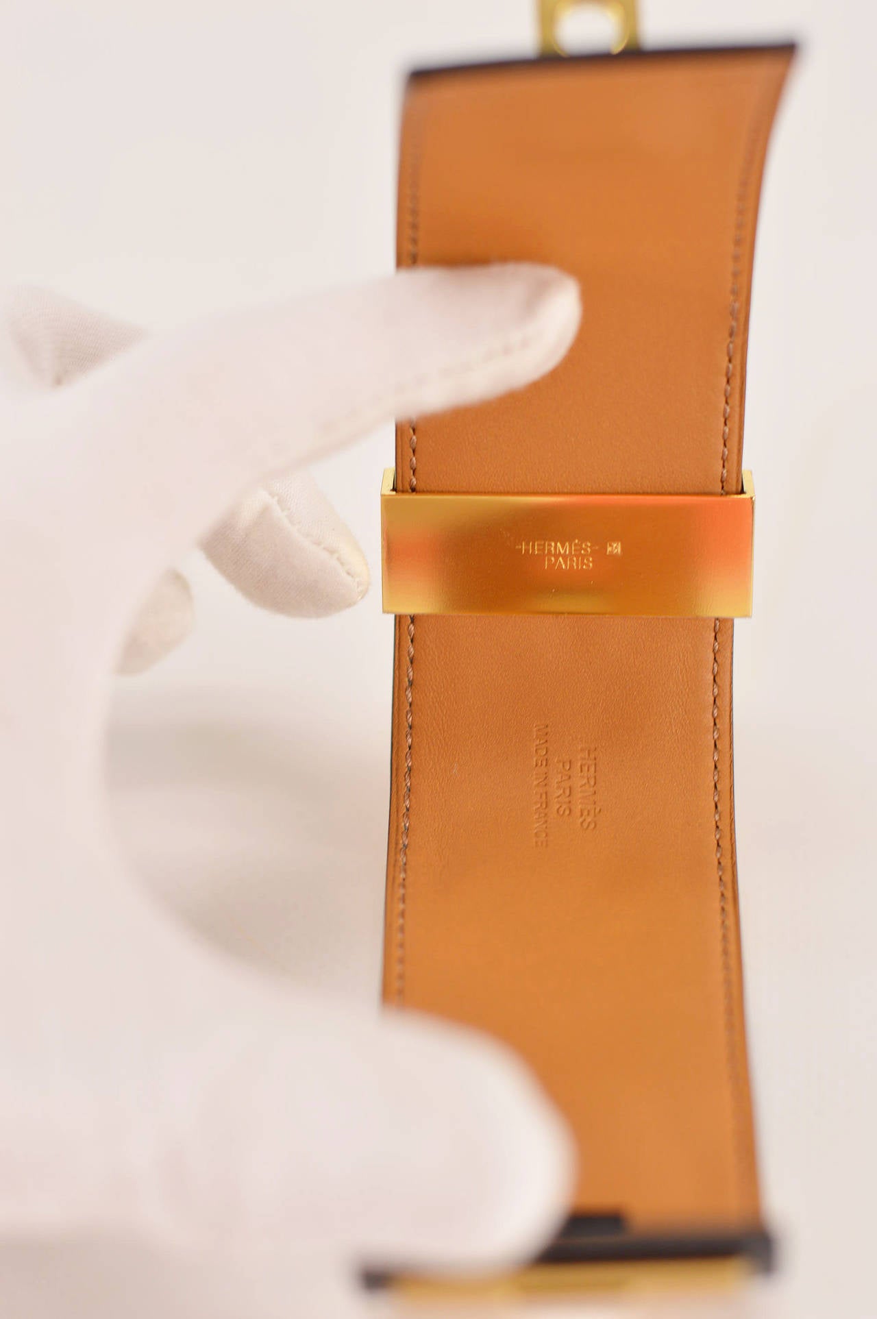 Hermès Bracelet Cuir Collier Chien Veau BOX Black Gold Hardware Size S 1