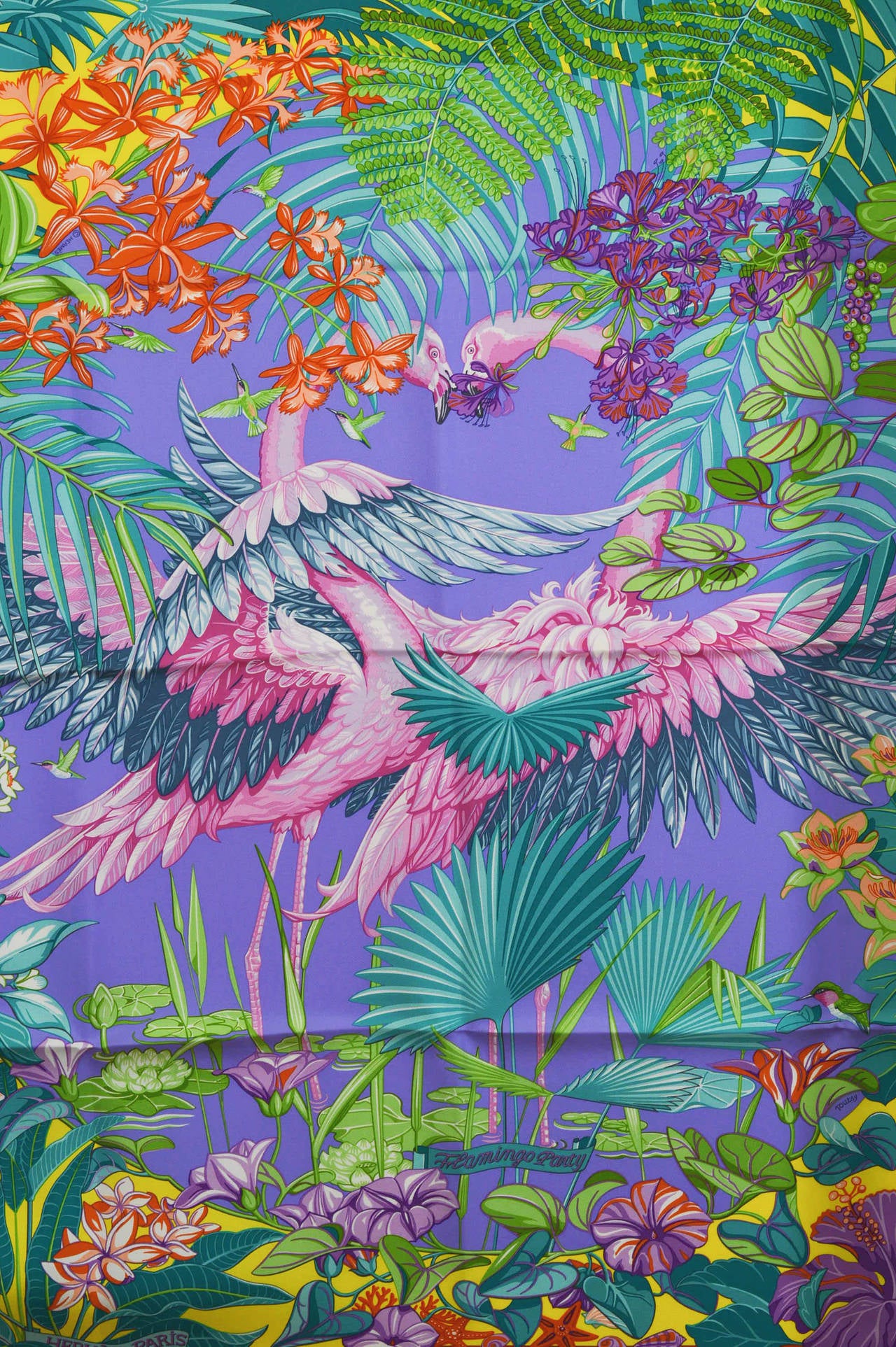 Hermes Carre Twill 100% Silk FLAMINGO PARTY CYCLAMEN-MAUVE-VERT

Bought it in hermès store in 2015.

Size; 90X90 Cm.

Model; FLAMINGO PARTY

Pre-owned and never used

-Original Invoice.

-Shipment and Insurance Included, 100%