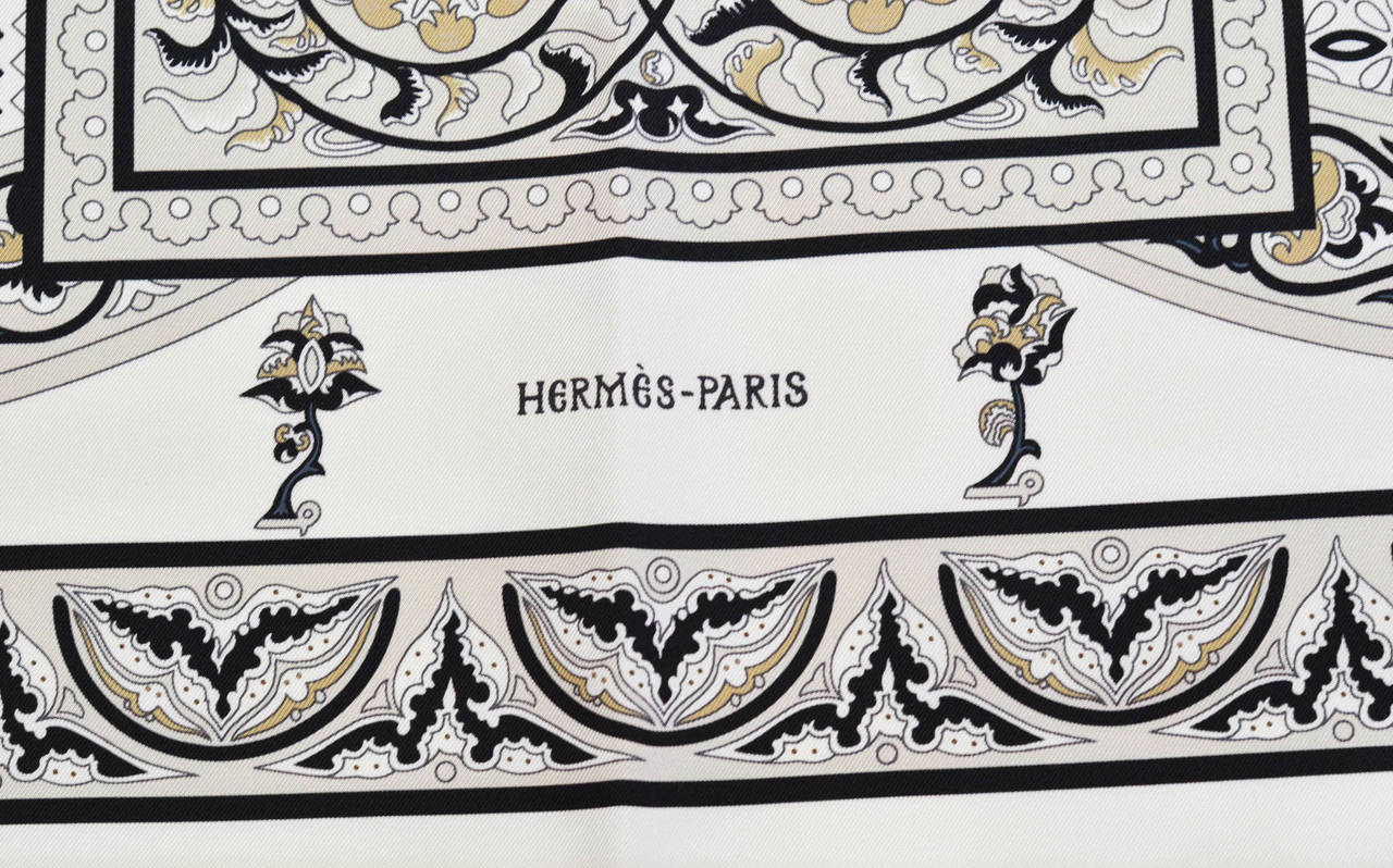 Hermes Carre Twill 100% Silk CIELS BYZANTINS  white 2015 2