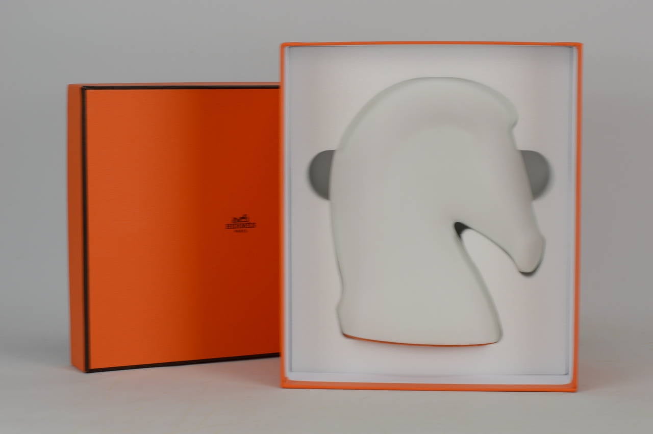 Hermes Samarcande Horse Head Paperweight White Biscuit Porcelain
