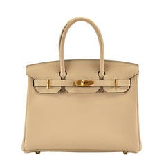 HERMES BIRKIN Bag 30 TOGO GRIS TOURTERELLE Gold Hardware