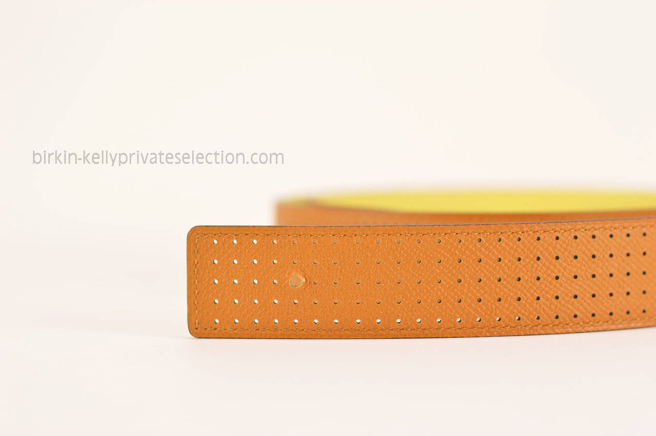 HERMES Belt KADENCE EPSOM LEATHER CARAMEL YELLOW 95 CM PALLADIUM HARDWARE 2015 1