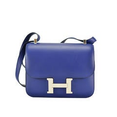 HERMES Handbag CONSTANCE III 24 SWIFT BLUE PALLADIUM Hardware 2015
