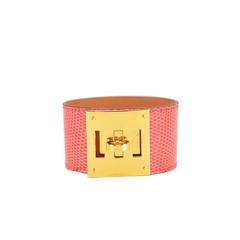 Hermes BRACELET KELLY DOG  LEZARD Palladium Purple Gold Hardaware 2015.