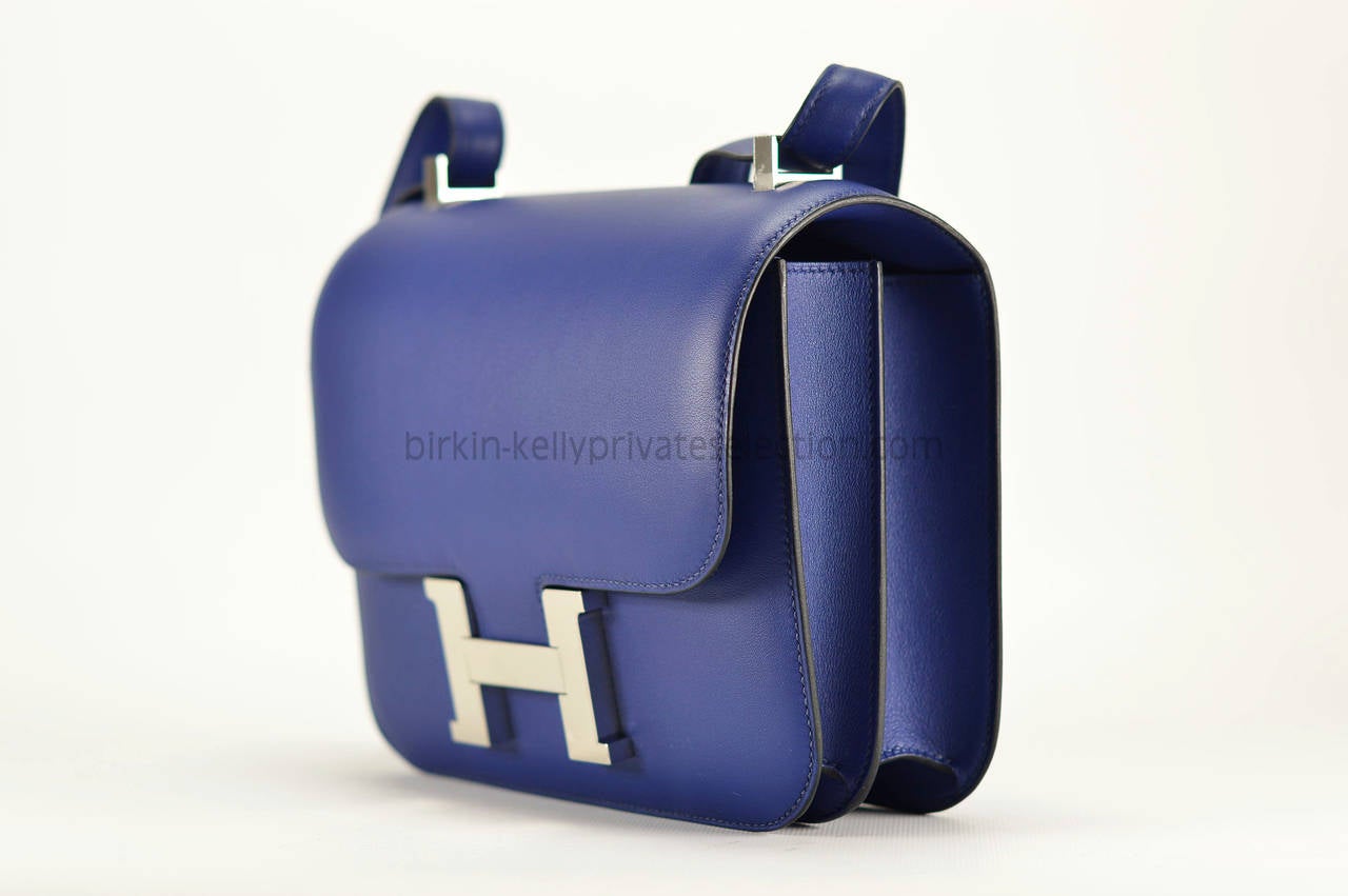 HERMES Handbag CONSTANCE III 24 SWIFT BLUE PALLADIUM Hardware 2015 ...  
