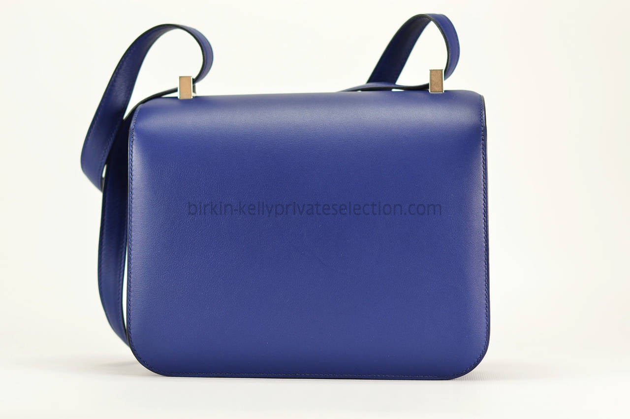 HERMES Handbag CONSTANCE III 24 SWIFT BLUE PALLADIUM Hardware 2015 ...  