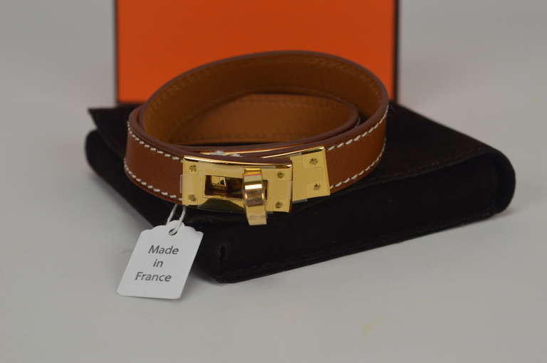 Hermès Kelly Double Tour bracelet Barenia Leather Gold Hardware In New Condition In Miami, FL