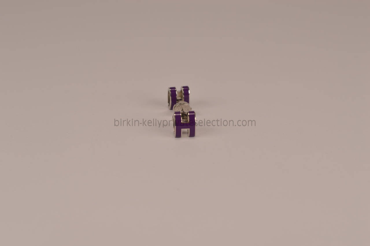 Hermes EARRINGS H LAQUE ULTRAVIOLET 2015 In New Condition In Miami, FL