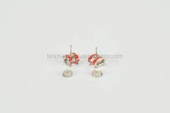 HERMES Earrings POP LACQUERED RED CORAL Palladium Hardware 2015.