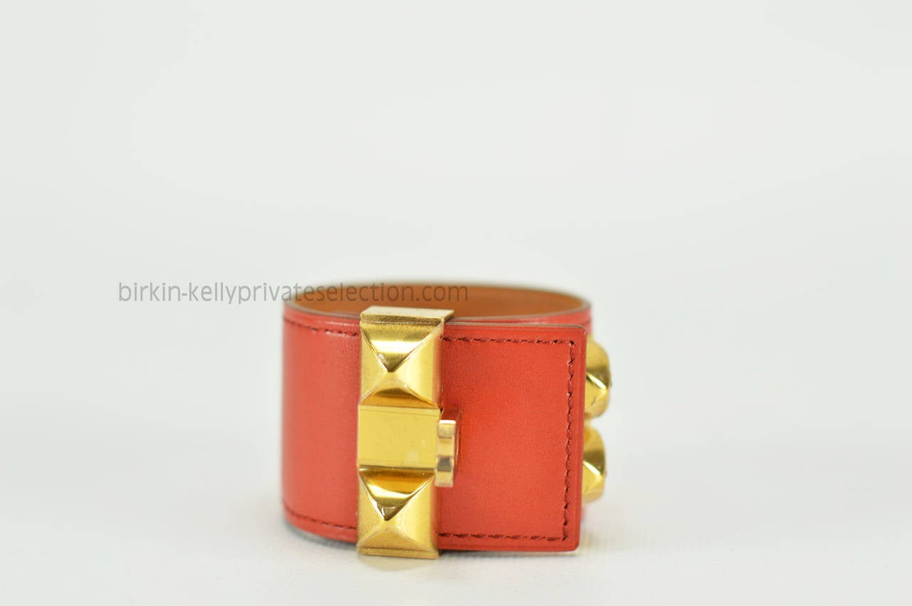 HERMES BRACELET COLLIER DE CHIEN RED Gold Hardware 2015. For Sale ...  