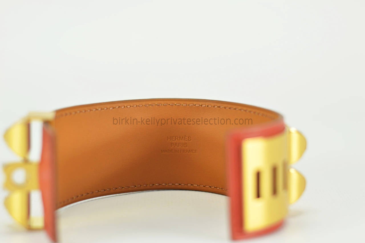 HERMES BRACELET COLLIER DE CHIEN RED Gold Hardware 2015. For Sale ...  