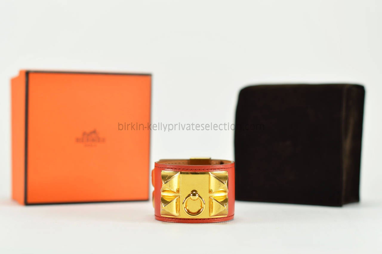 HERMES BRACELET COLLIER DE CHIEN RED Gold Hardware 2015. 5