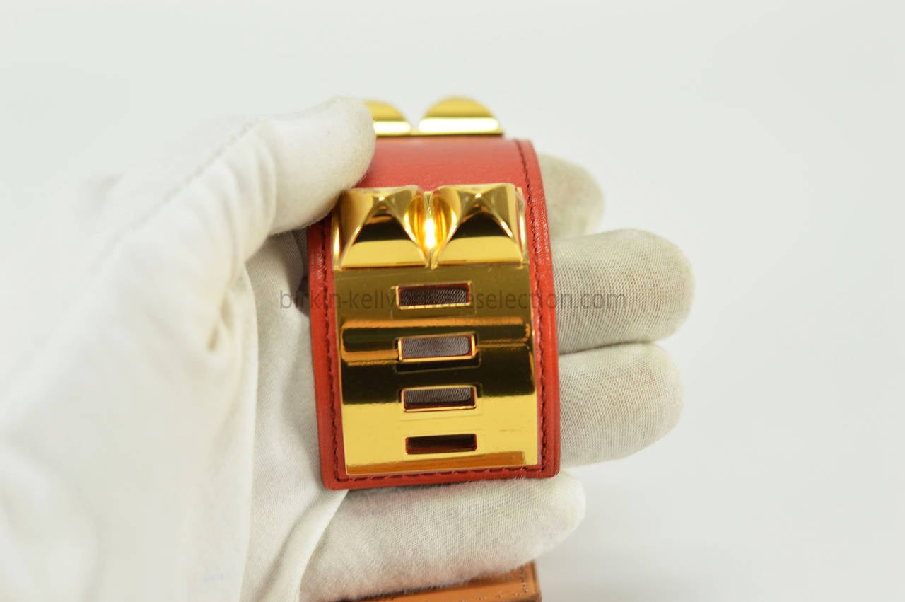 HERMES BRACELET COLLIER DE CHIEN RED Gold Hardware 2015. 1