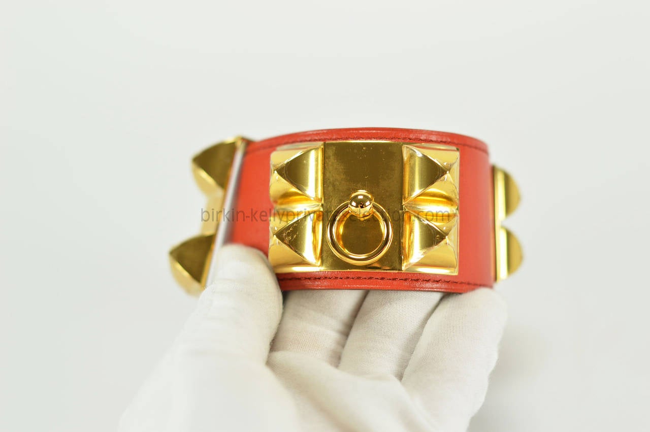 HERMES BRACELET COLLIER DE CHIEN RED Gold Hardware 2015. 2