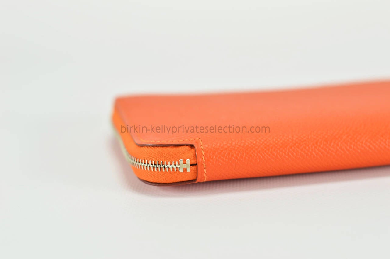 HERMES WALLET SILK CLASSIQUE EPSOM/SOIE BRAZIL Orange Palladium ...  