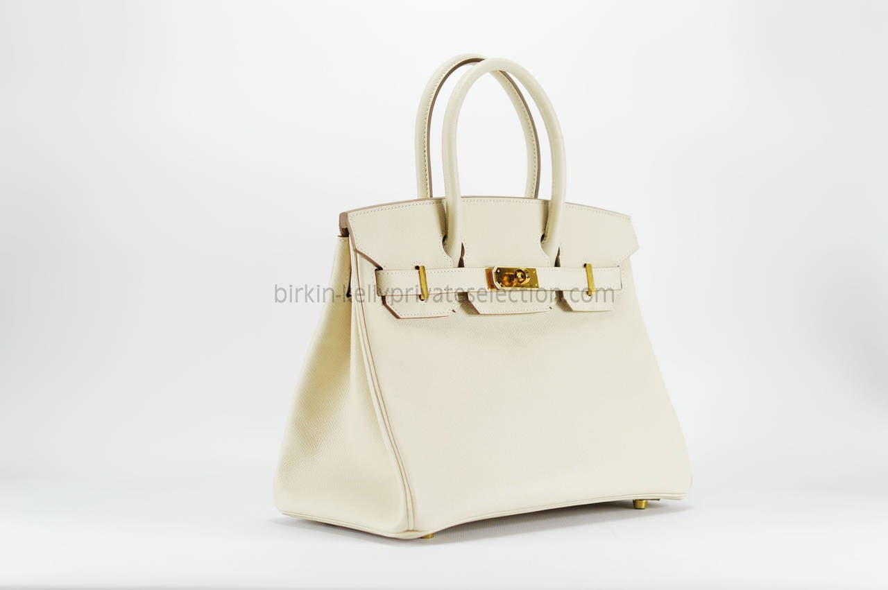 hermes birkin bag 30 white epsom leather silver hardware  
