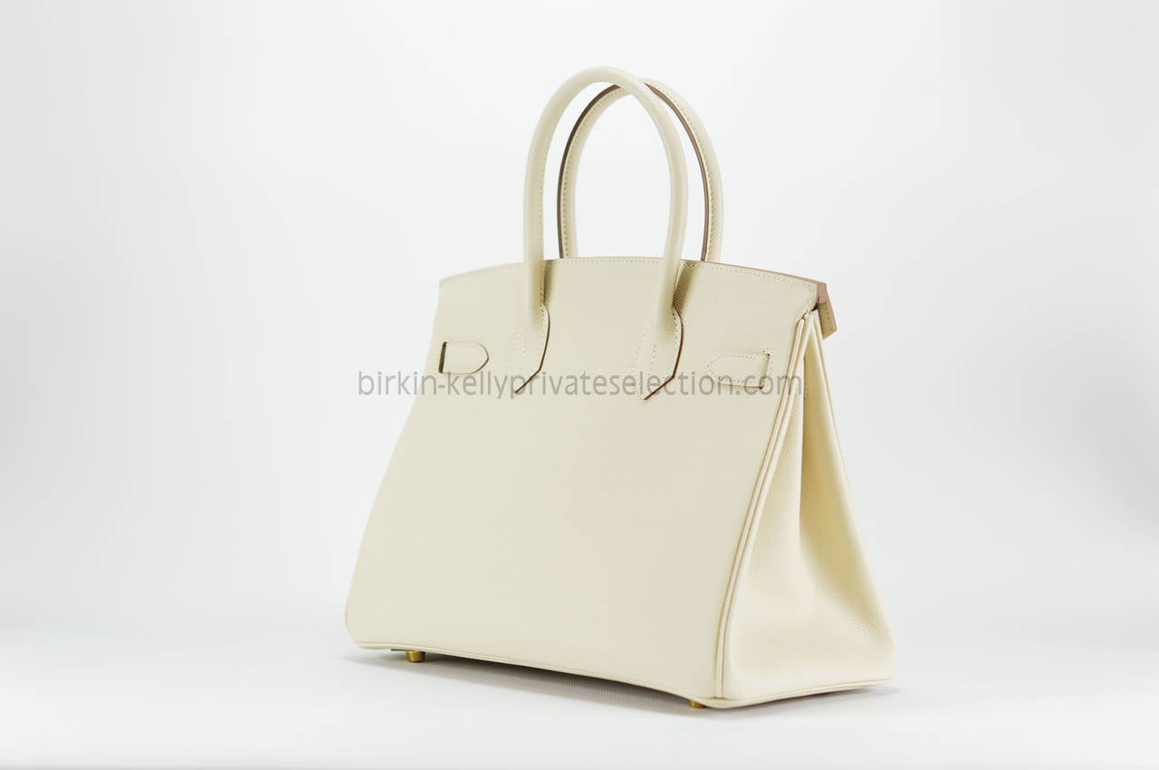 HERMES Handbag BIRKIN 30 EPSOM Leather White Gold HARDWARE 2015 ...  