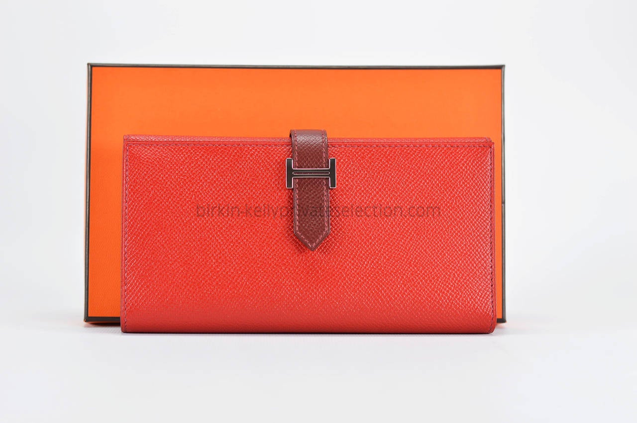 Hermes Wallet BEARN BICOLOR EPSOM RED CASAQUE RED H Palladium Hardware 2015. 6