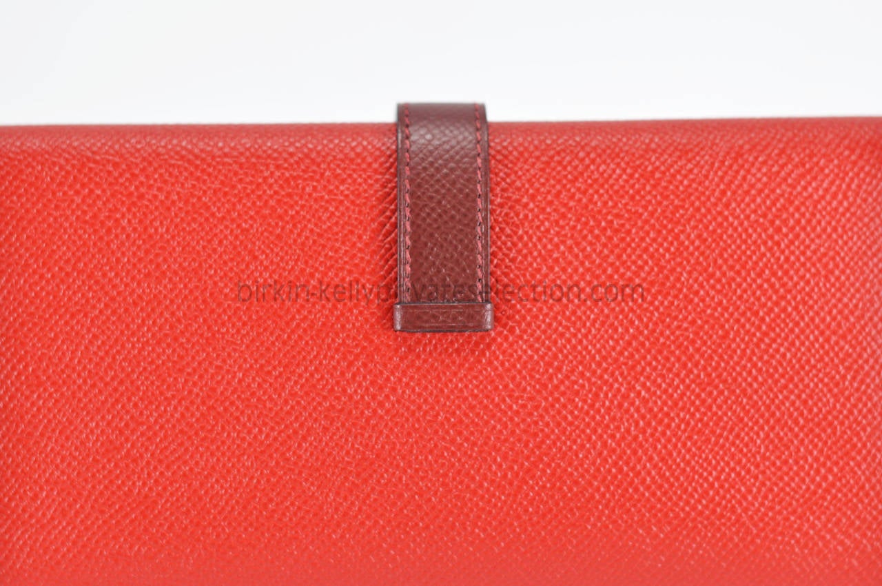 Hermes Wallet BEARN BICOLOR EPSOM RED CASAQUE RED H Palladium Hardware 2015. 2
