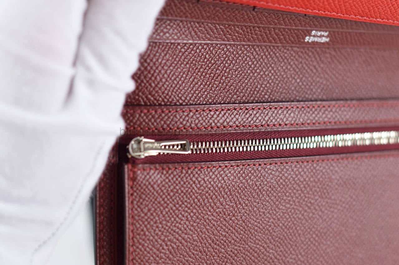 Hermes Wallet BEARN BICOLOR EPSOM RED CASAQUE RED H Palladium Hardware 2015. 5