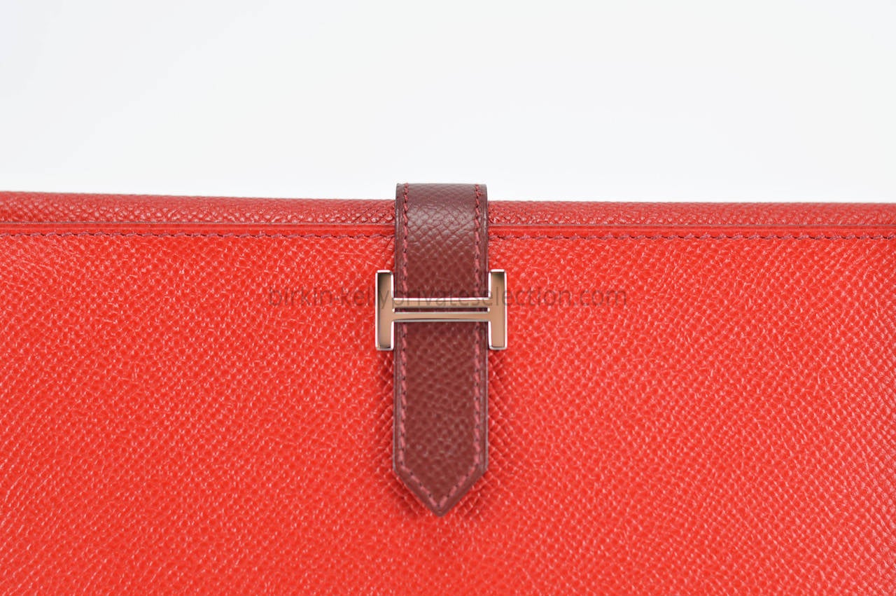 Hermes Wallet BEARN BICOLOR EPSOM RED CASAQUE RED H Palladium Hardware 2015. 1