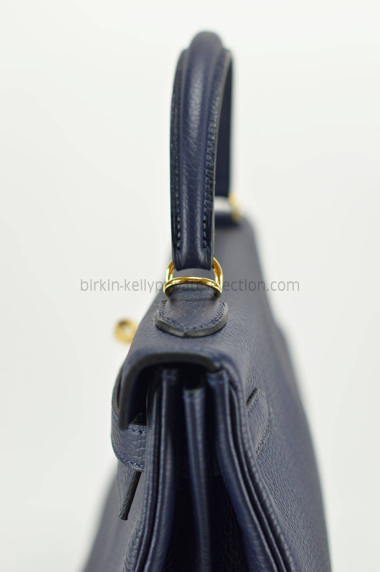 HERMES Handbag KELLY II RETOURNE BLEU TAURILLON CLEMENCE Gold ...  