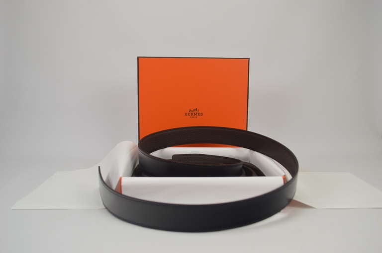 Hermès Belt reversible leather black and chocolate Leather with Gold Hardware H 2