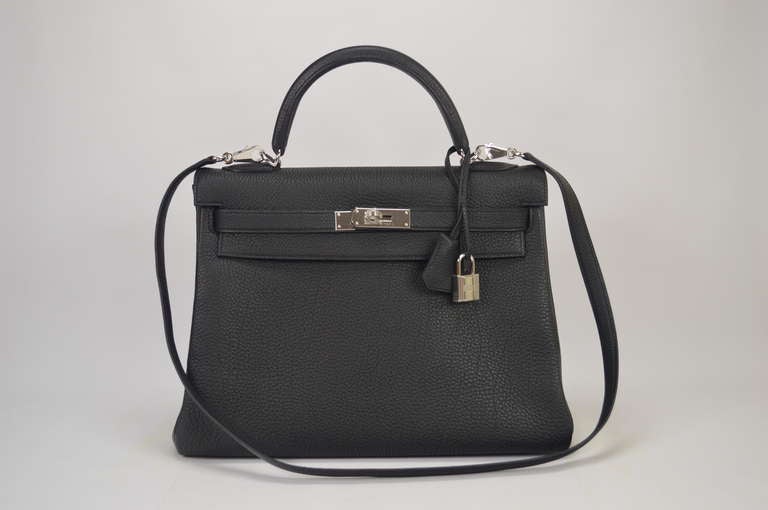 Women's HERMES Kelly handbag black, Hardware palladium.