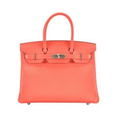 HERMES Handbag BIRKIN 30 EPSOM Leather  Rose Jaipur Palladium HARDWARE 2015.