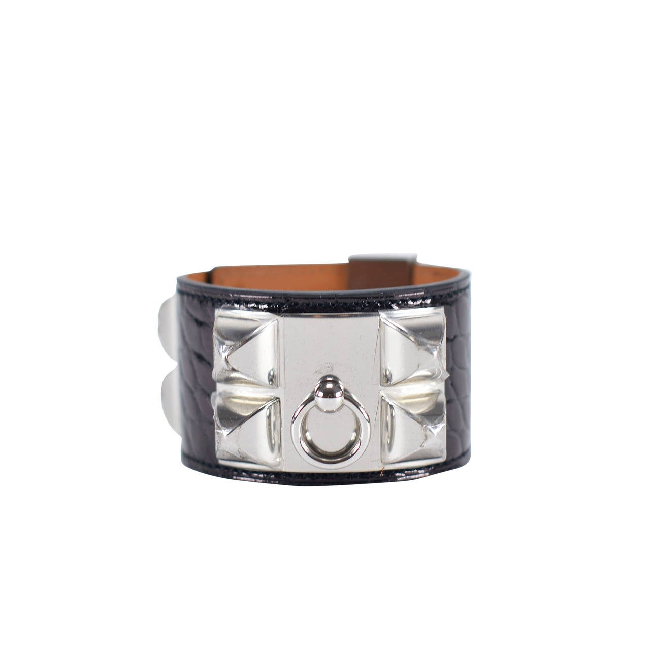 HERMES BRACELET COLLIER DE CHIEN V2 Alligator Black Palladium ...  