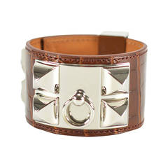 Hermes Bracelet Collier de Chien V2 Alligator Miel Palladium Hardware 2015.