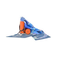 HERMES Maxi Twilly FESTIVAL DES AMAZONES Silk NAVY BLUE, TURQUOISE, PINK 2015.