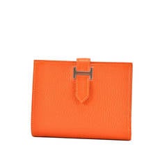 HERMES Bearn Calfskin Plain Leather Folding Wallet Small Wallet Logo【2023】