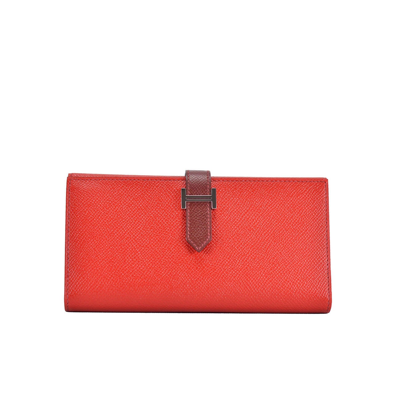 Hermes Wallet BEARN BICOLOR EPSOM RED CASAQUE RED H Palladium Hardware 2015.