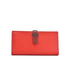 Hermes Wallet BEARN BICOLOR EPSOM RED CASAQUE RED H Palladium Hardware 2015.