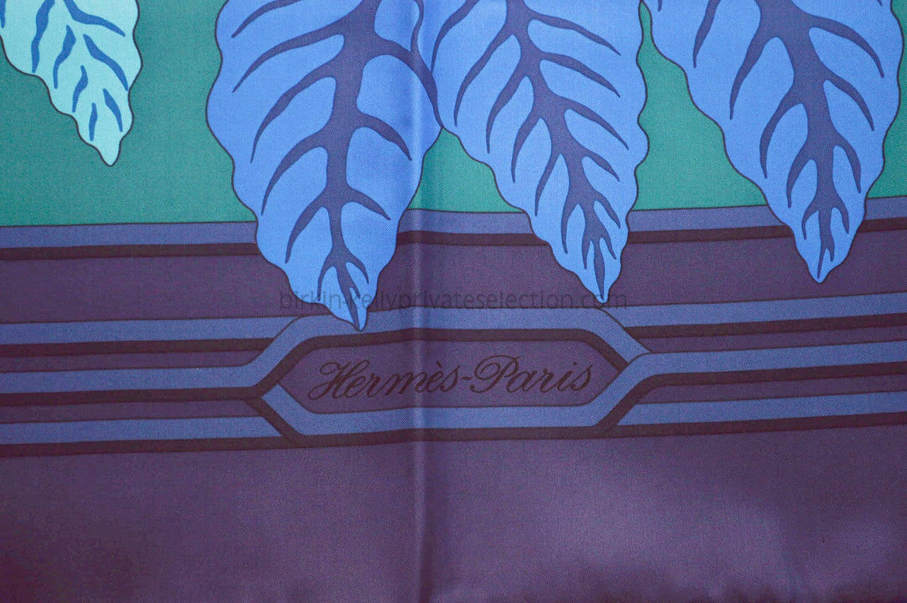 Hermes CARRE 140 cm  Silk LES PERROQUETS Blue Navy Green Blue 2015. 4