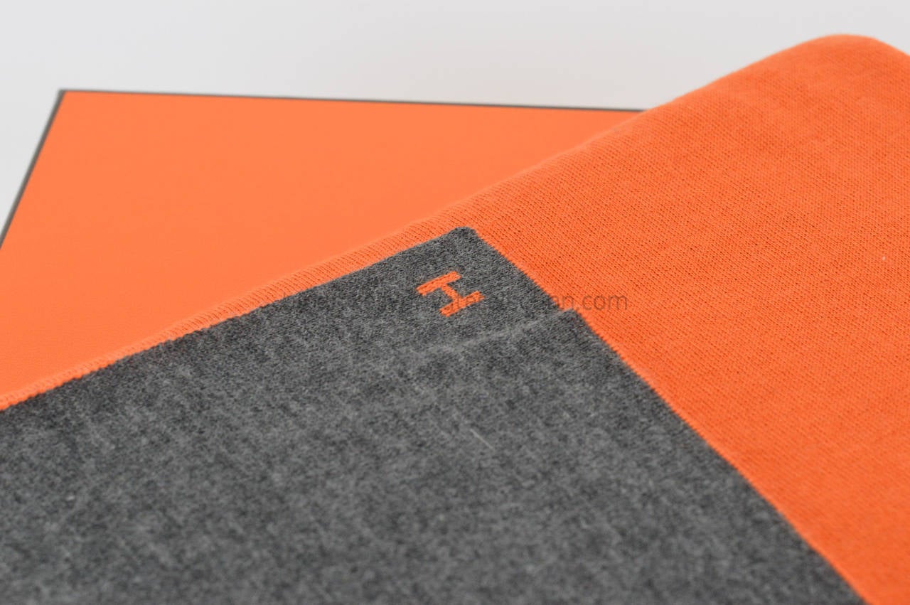 HERMES Scarf Aller Retour Maille Orange Flannel 2015. 4