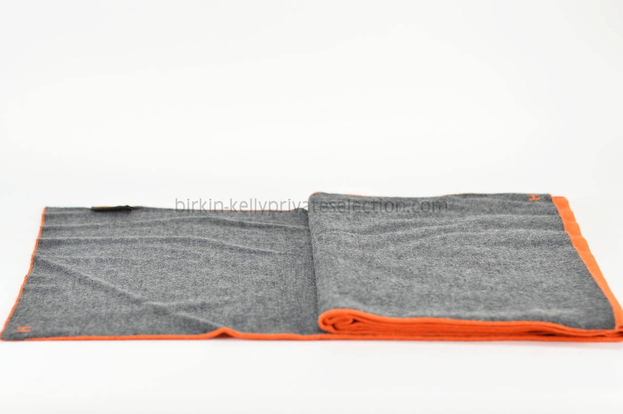 HERMES Scarf Aller Retour Maille Orange Flannel 2015. 2