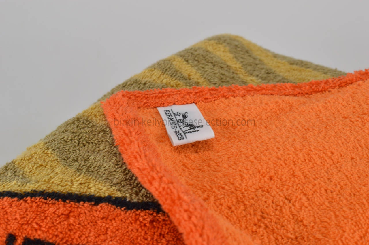 Hermes Beach towel ART DE VIVRE LES ZEBRES DE TANZANIE Beige Orange 2015. 1