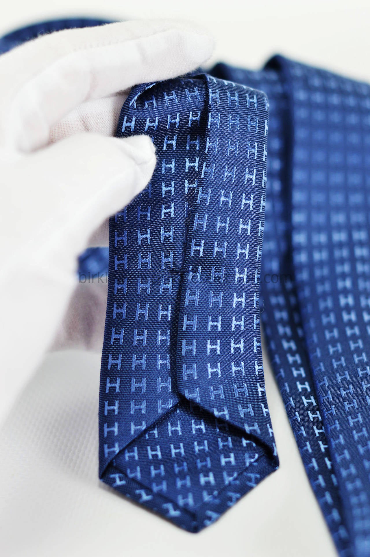 Hermes tie silk FACONNEE H BICOLORE MARINE BLUE 2015. 1