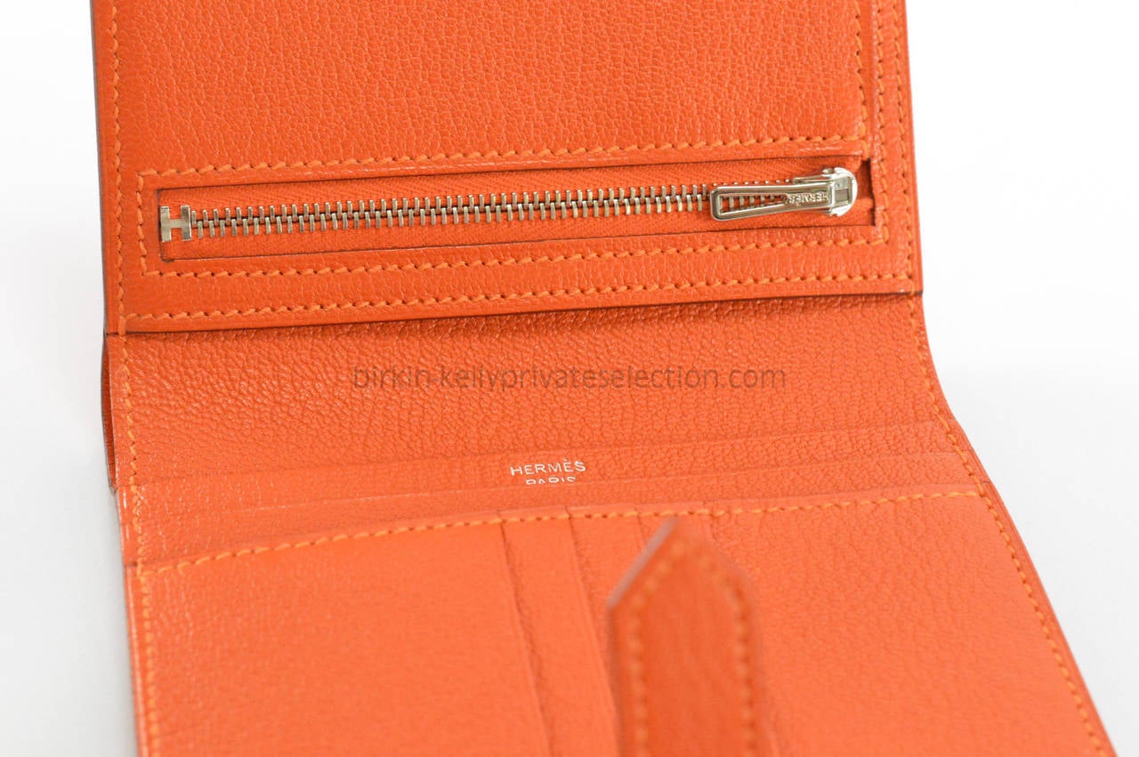 HERMES Wallet BEARN COMPACT Goat Mysore ORANGE Palladium Hardware 2015. 4