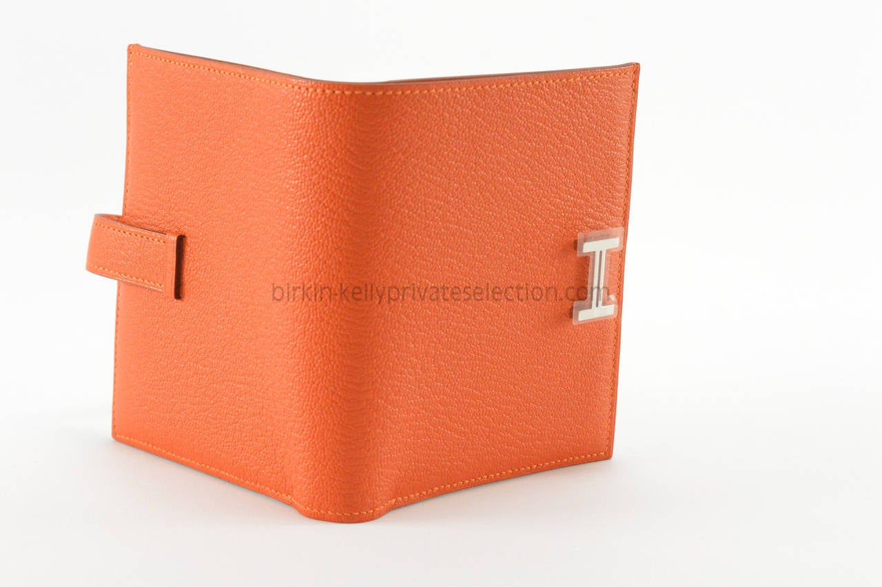 HERMES Wallet BEARN COMPACT Goat Mysore ORANGE Palladium Hardware 2015. 1