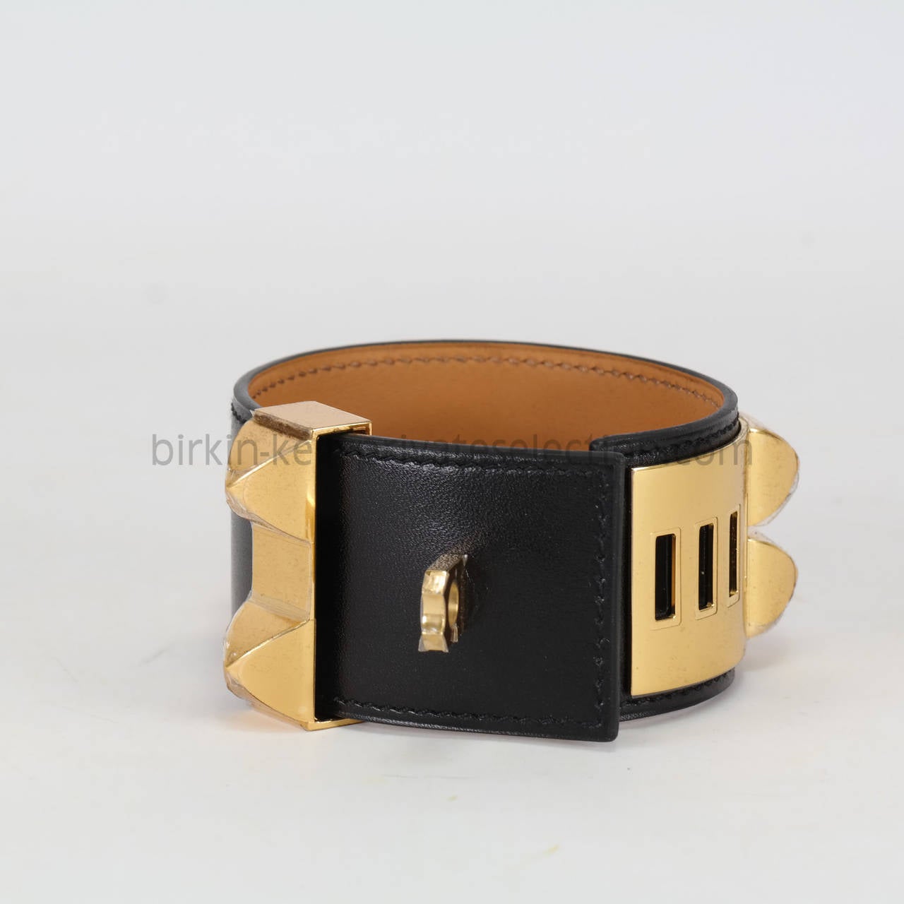 Women's HERMES Bracelet Collier de Chien S BOX BLACK Gold Hardware 2015.
