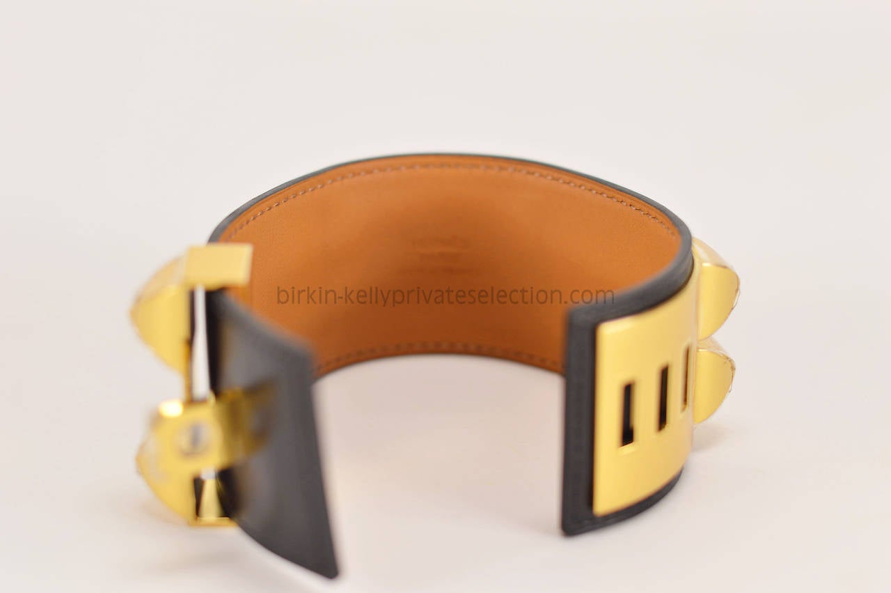 HERMES Bracelet Collier de Chien S BOX BLACK Gold Hardware 2015. 1