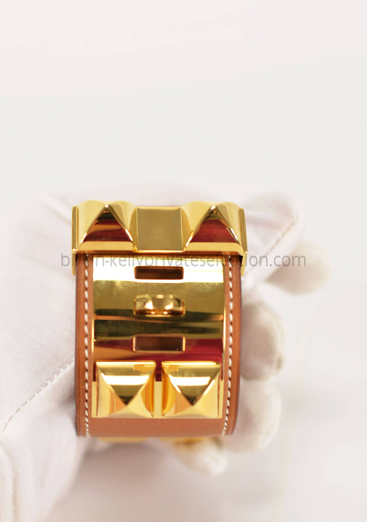 HERMES Bracelet Collier de Chien V2 S BARENIA TAN Gold Hardware ...  