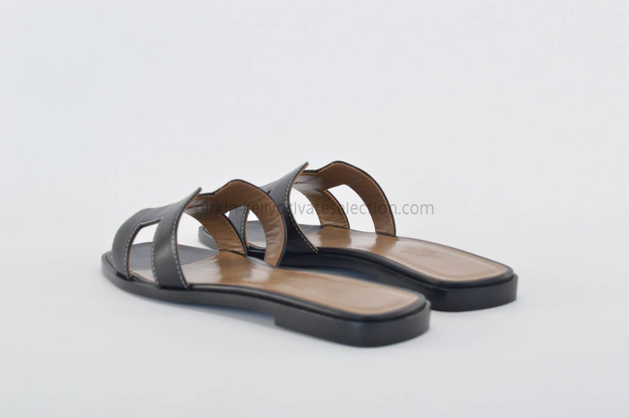 Women's HERMES SANDALS ORAN 36 BOX Black 2015.